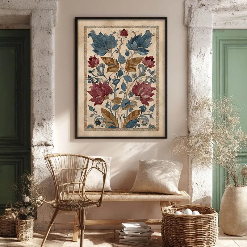Vintage Lotus Canvas Wall Painting With Black Frame media 3