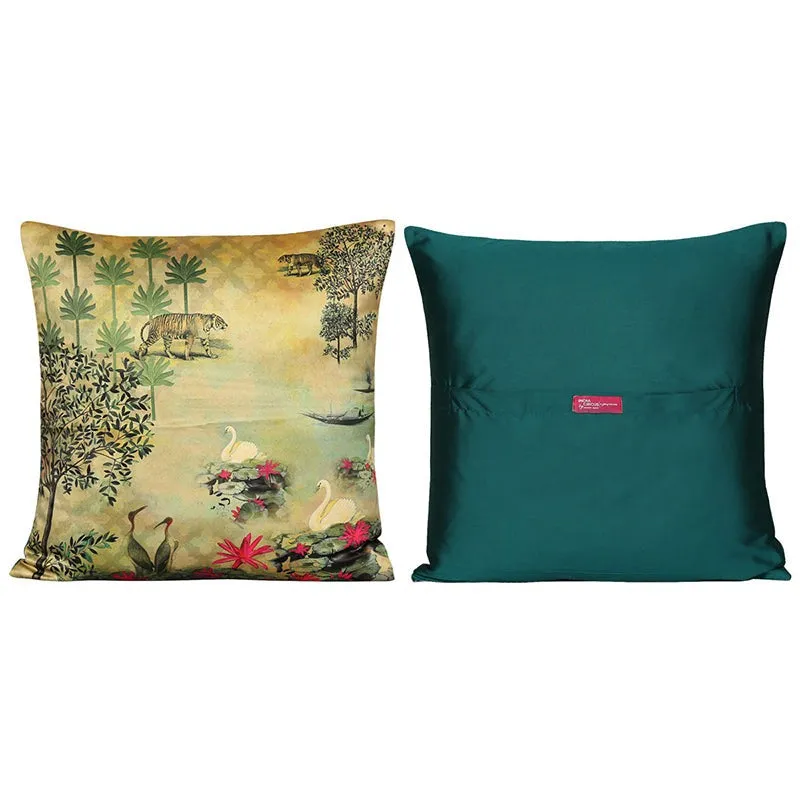 India Circus Royal Grove Printed Satin Cushion Cover - Set Of Five media 6