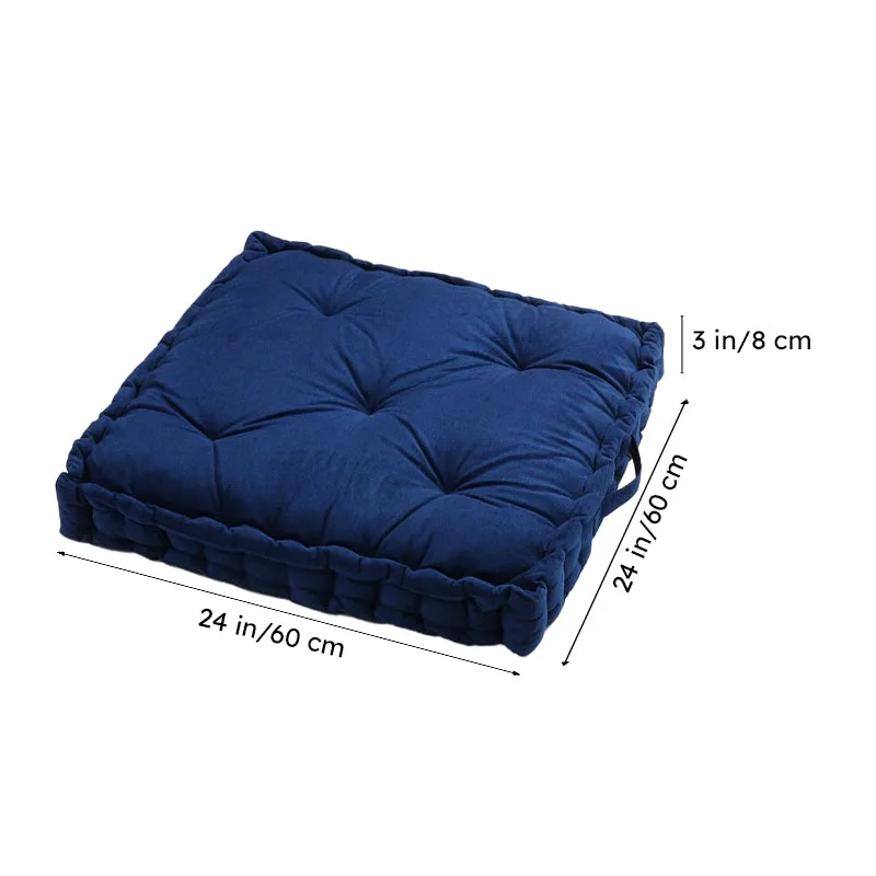 Thera Velvet Floor Cushion (Blue) - Set Of Two media 8