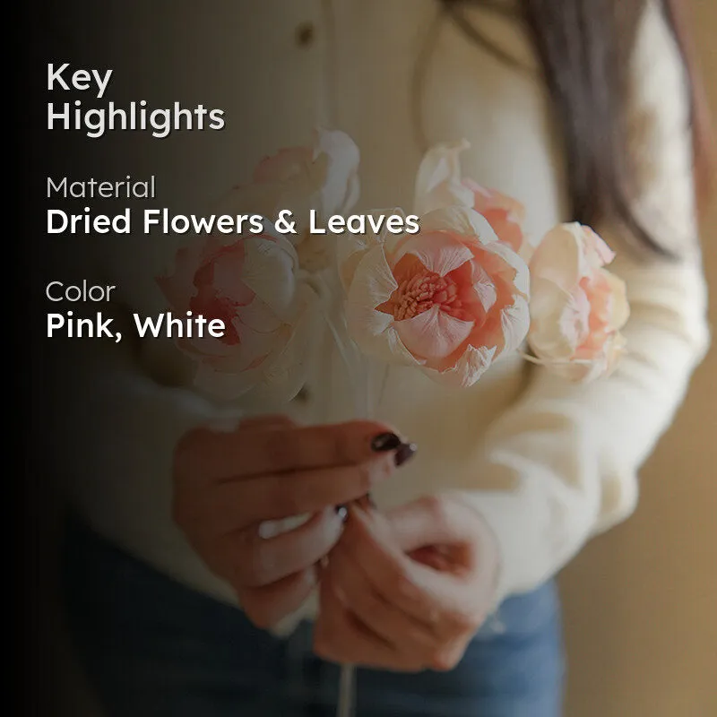 Artificial Peony Blooms Flower Stem (Pink) - Set Of Five media 2