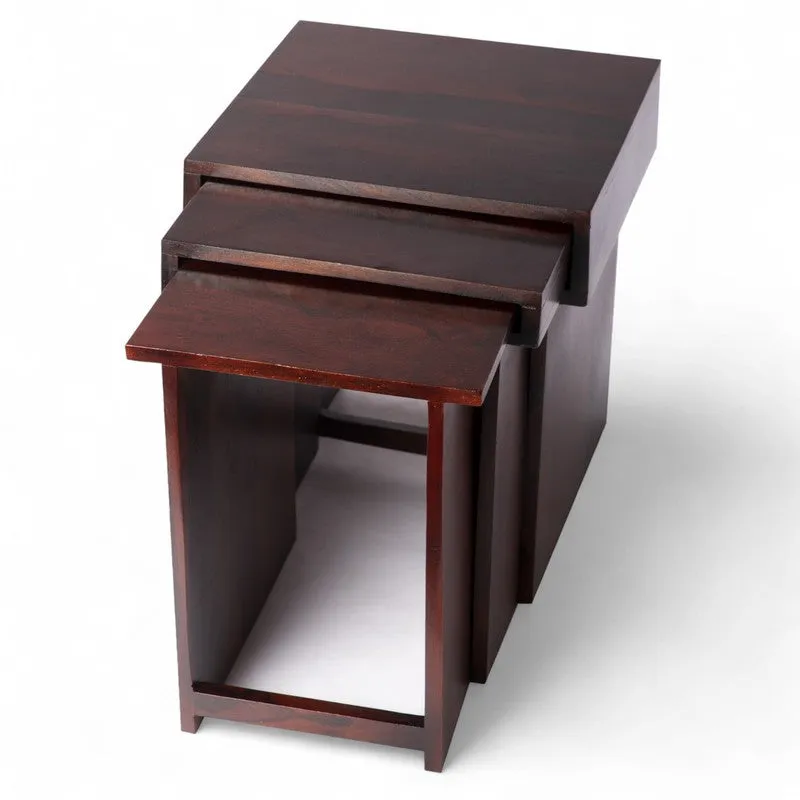 Tverox Sheesham Wooden Side & Bedside Table (Dark Brown) - Set Of Three media 3