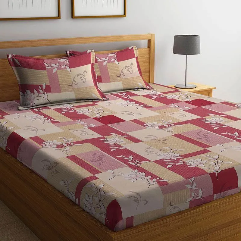 Carmine Paloma Cotton Bedsheet - 400 TC media 1