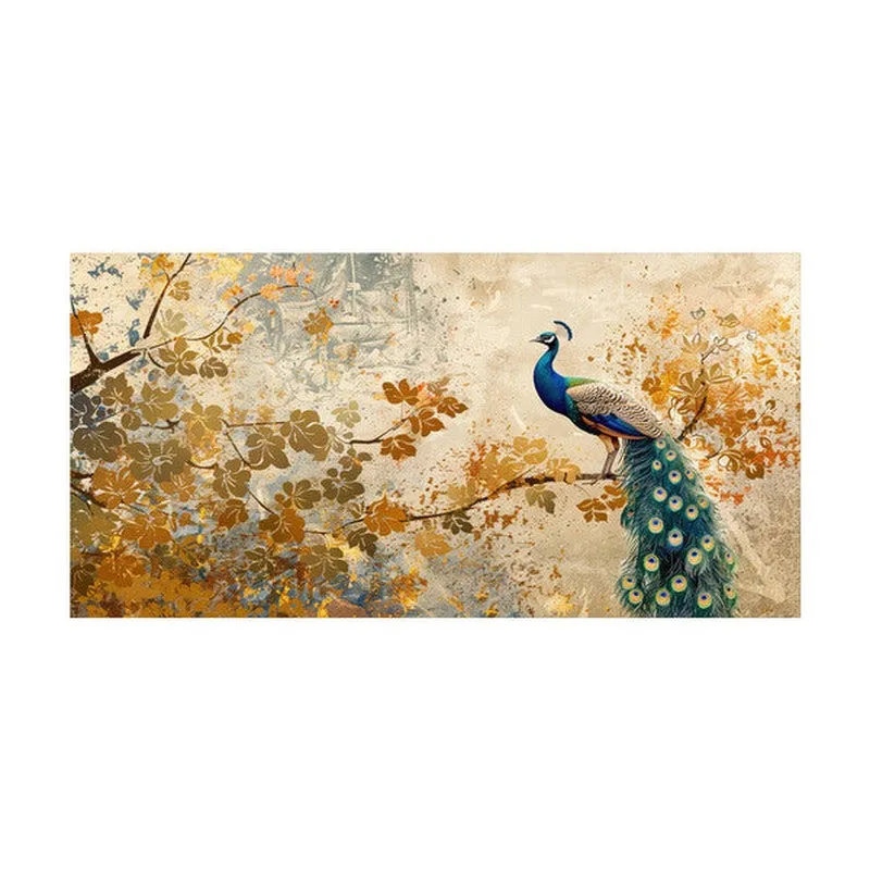 Graceful Peacock And Foliage-Themed Poly Canvas Wall Painting media 5