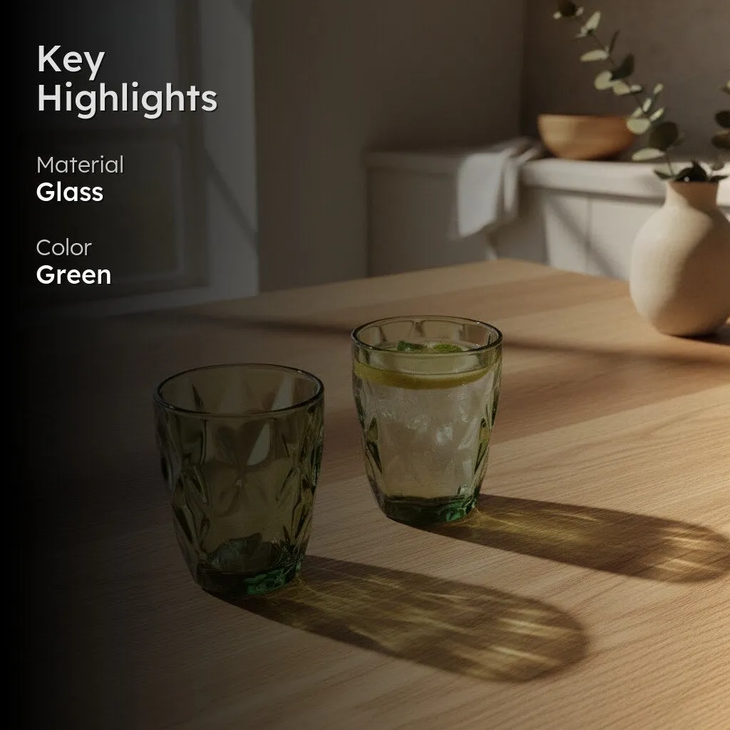 Cubist Green Tinted Glass (270 ml ) - Set Of Two media 2