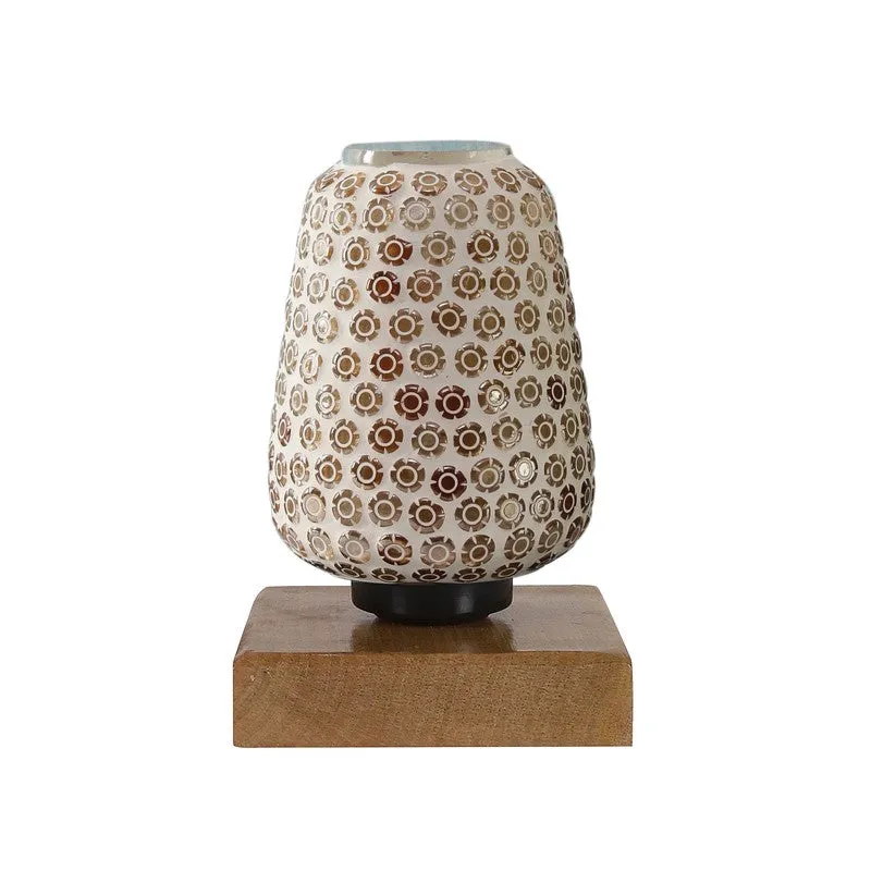 Grazia Glass Table Lamp With Wooden Base - Multicolor media 5