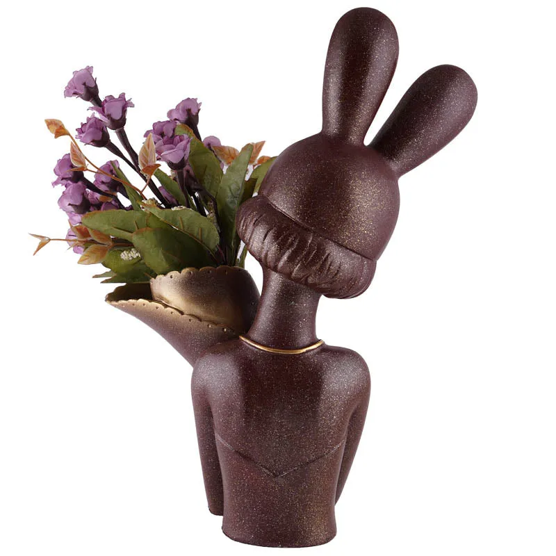 Thaisa Polyresin Vase - Coffee & Gold media 5