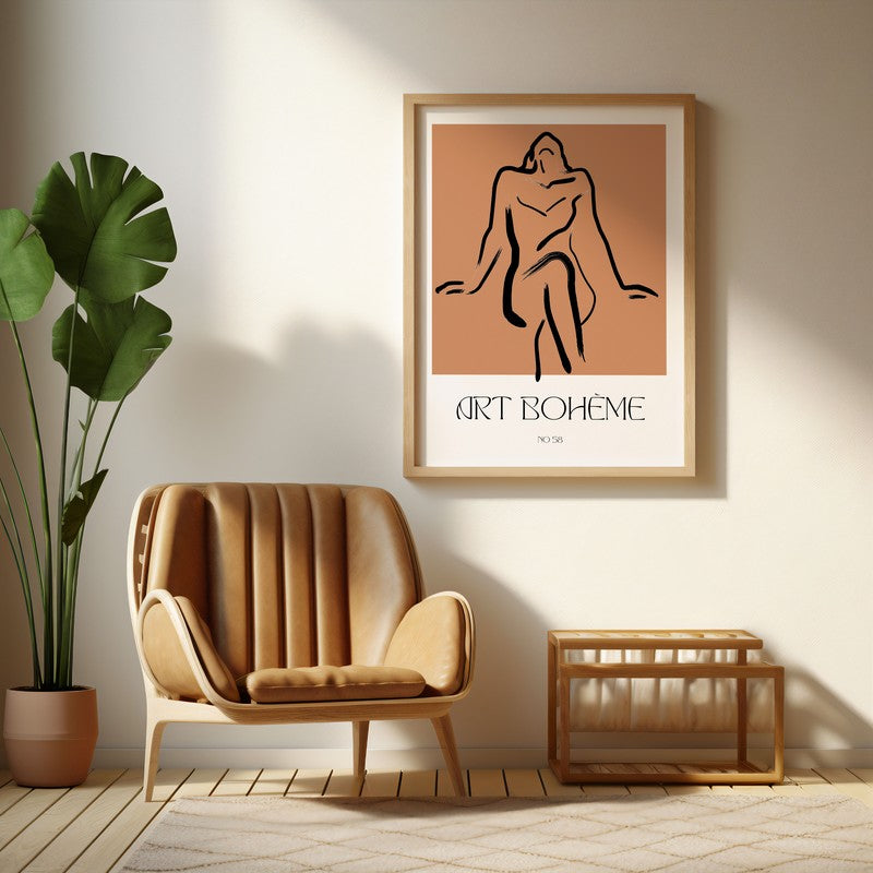 Grazia Riflessa Archival Canvas Wall Art - Natural Brown Frame