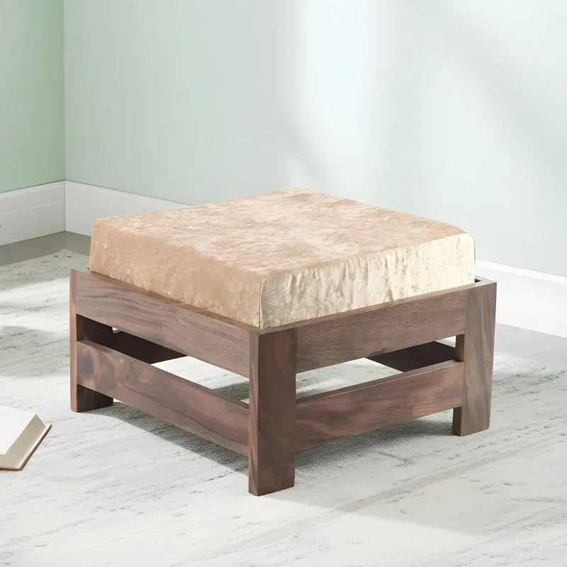 Mavex Sheesham Wooden Bench with Stool (Beige) - Two Piece Set media 1