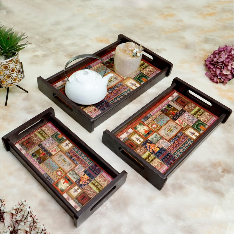 Tressa Wooden Serving Tray - Set Of Three