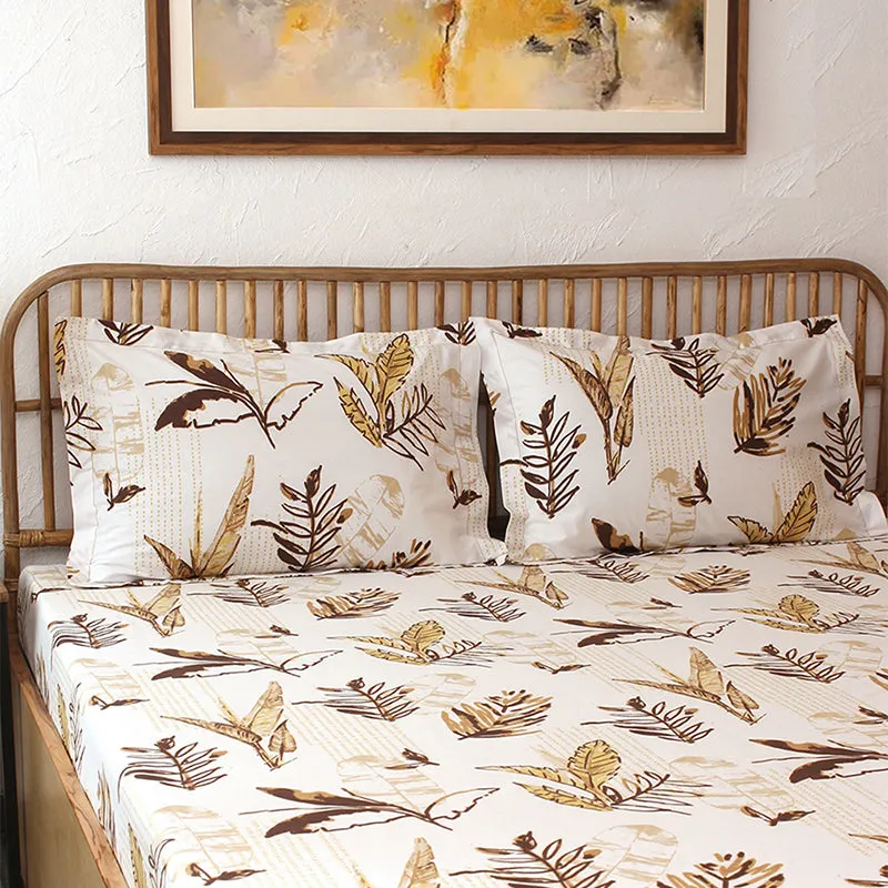 Autumn Florals Cotton Bedsheet (Brown) - 180 TC media 3