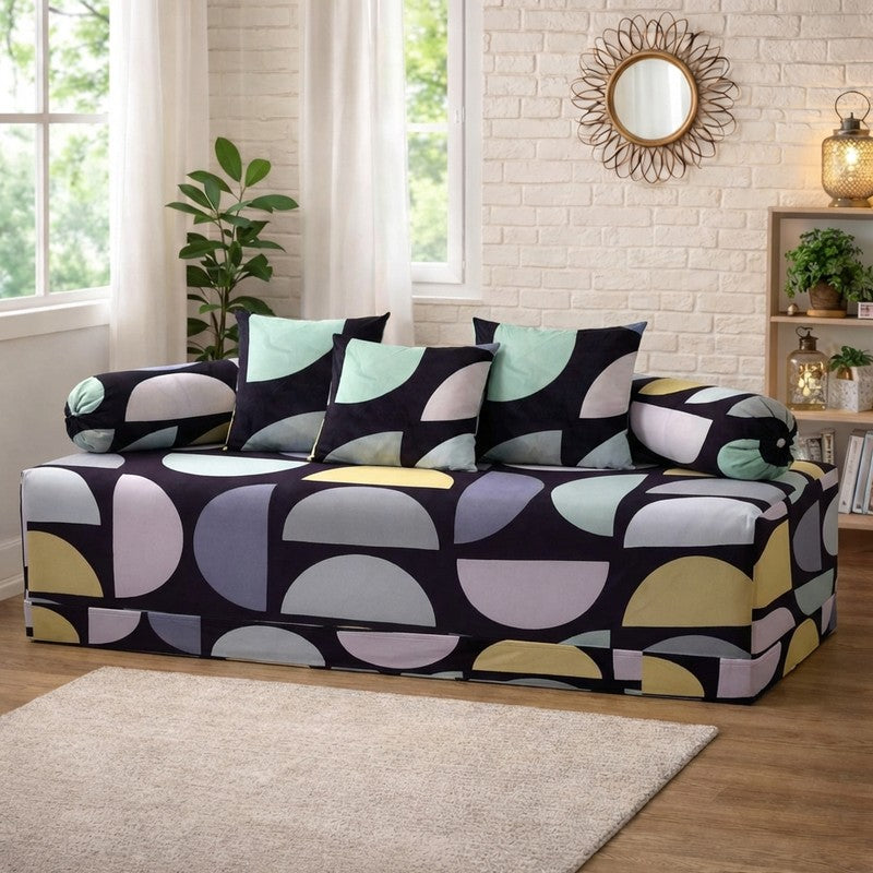 Chromix Printed Diwan Set - Six Piece Set