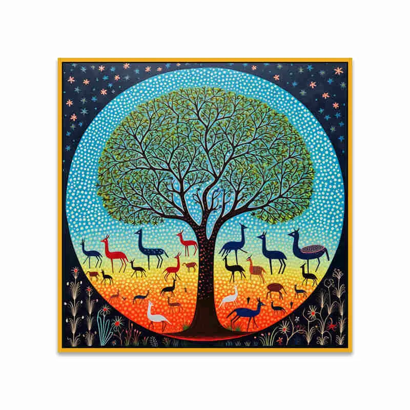 Tree & Fauna Canvas Wall Art With Frame media 4