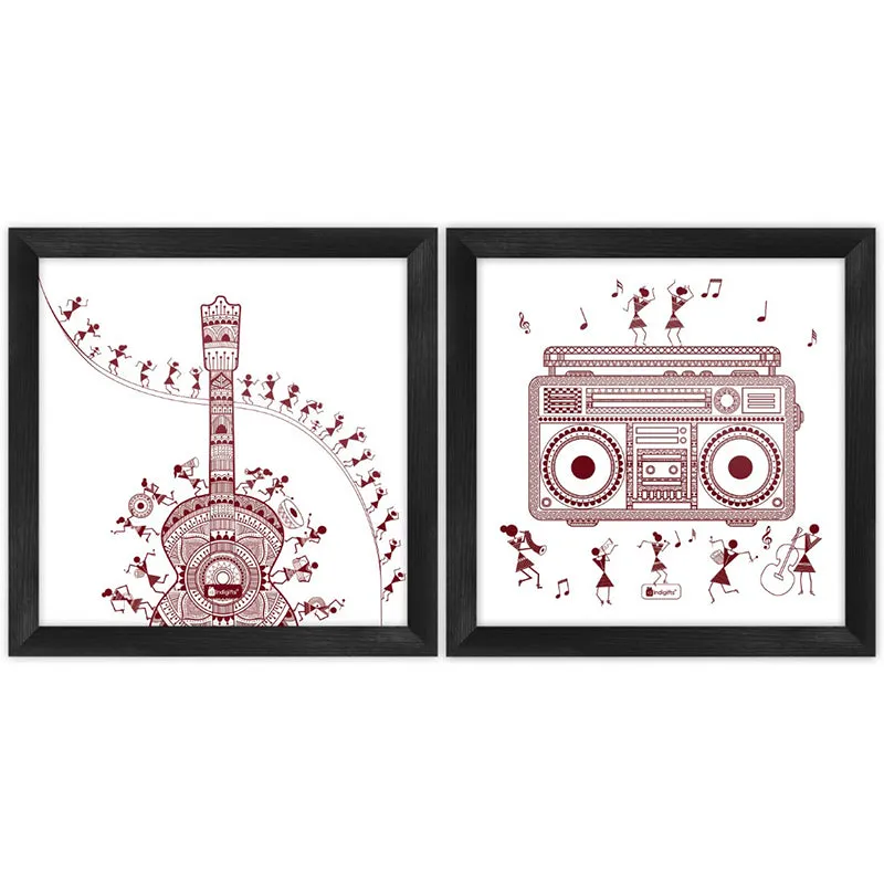Warli Tunes Wall Art - Set Of Two media 1