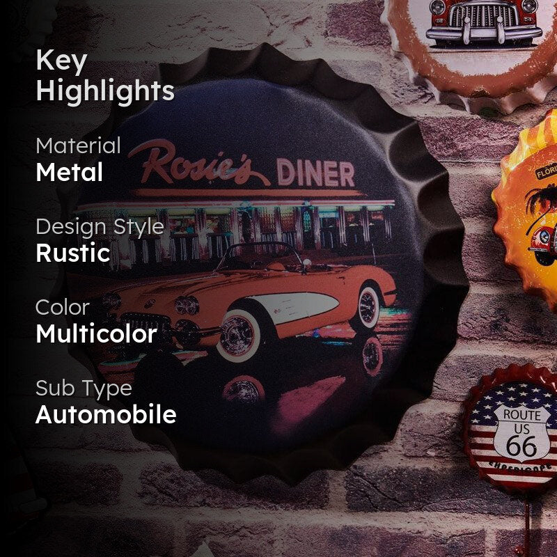 Rosie'S Diner Bottle Cap Metal Wall Accent media 2