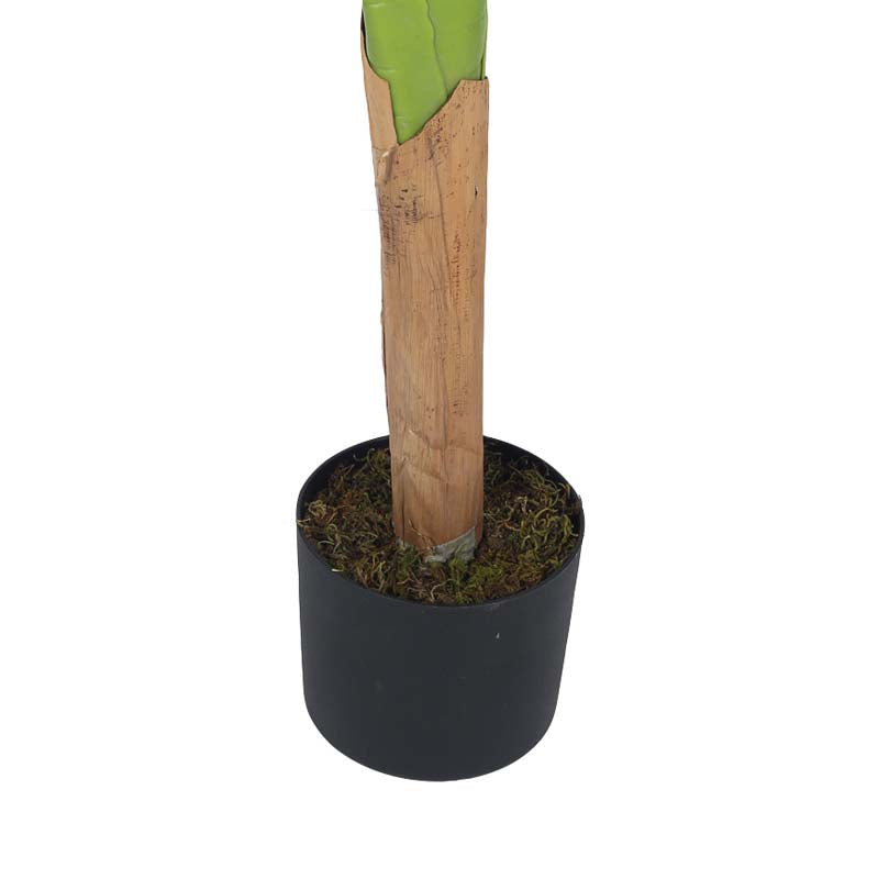 Faux Lush Banana Plant With Black Plastic Pot - 4 Feet media 5