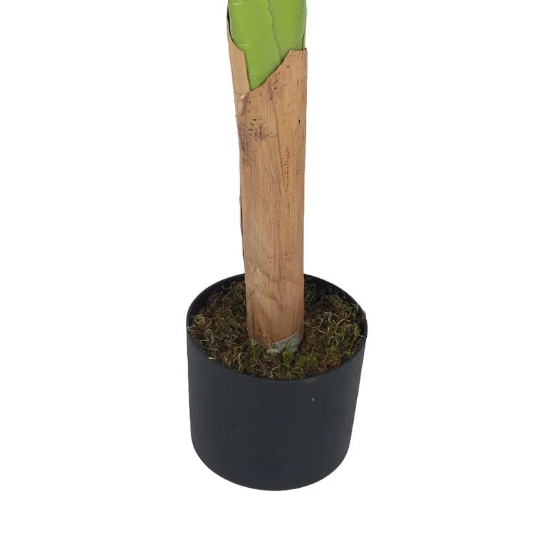 Faux Lush Banana Plant With Black Plastic Pot - 4 Feet media 5