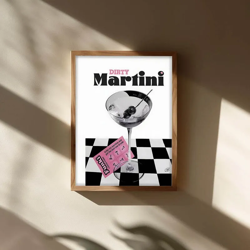 Checks Martini Archival Canvas Wall Art - Brown media 3