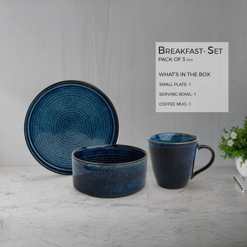 Whimsi Ceramic Breakfast Set (Dark Blue) - Three Piece Set media 4