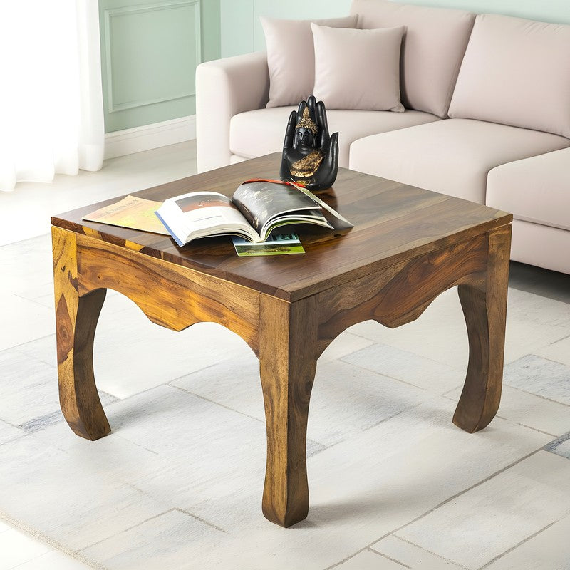 Rervon Sheesham Wooden Center Table - Brown,Beige