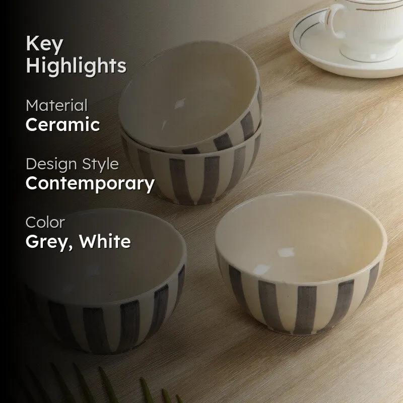 ServeScape Snack Bowls (Grey,White,200 mL Each) - Set Of Four media 2