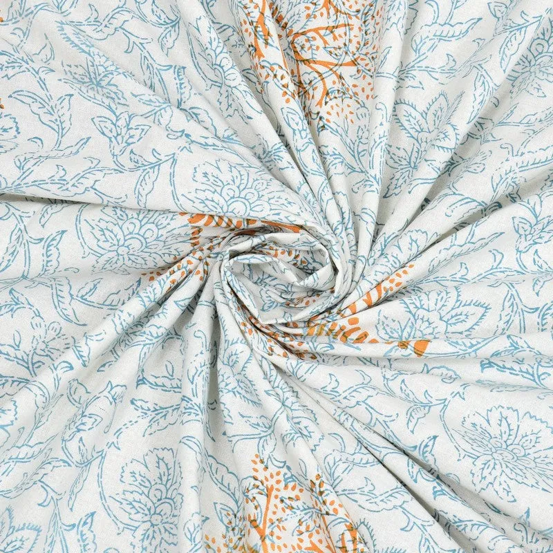 Gridor Cotton Bedsheet (Blue,Beige) - 240 TC media 5
