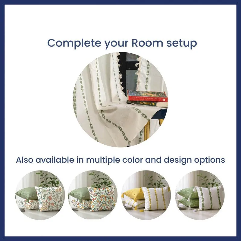 Urban Space Embroidered White,Green Cotton Cushion Cover Set - Set of Three media 5