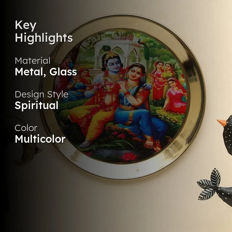 Suvarna Radha Krishna Metal Wall Plate media 2