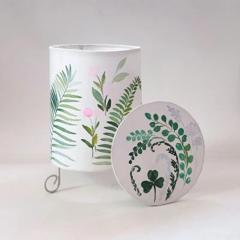 Fern Dream Handpainted Fabric Table Lamp - Multicolor media 4