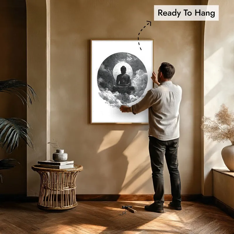 Buddha Zen Art Wall Painting With Brown Frame media 6