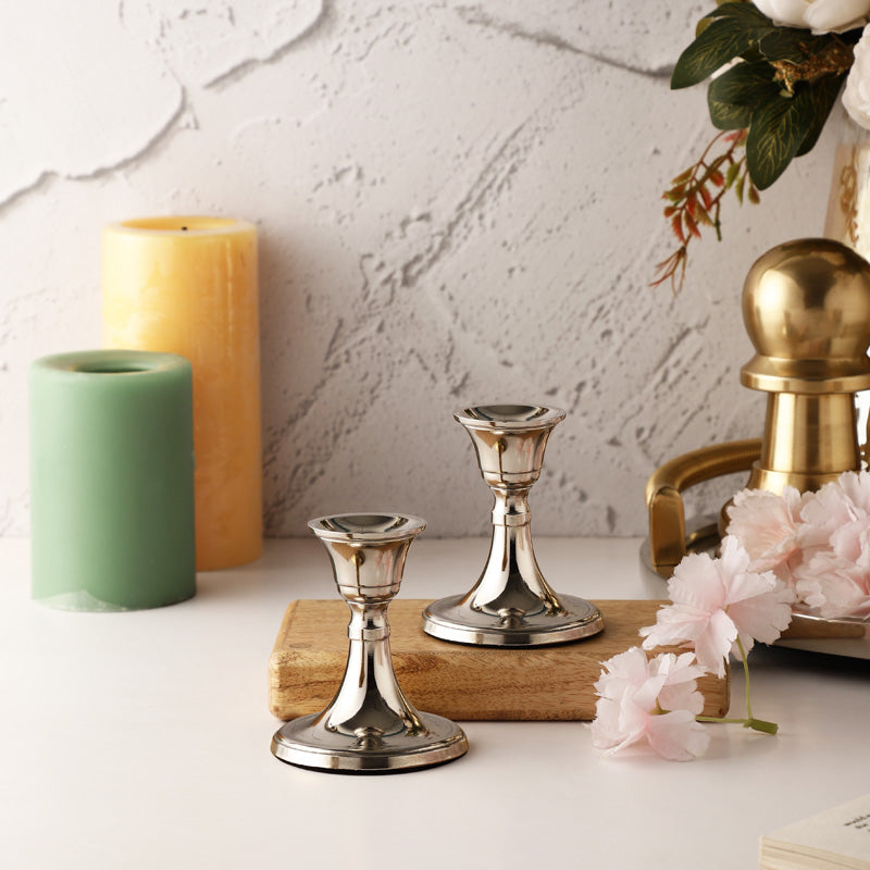 Ottista Taper Candle Holder (Silver) - Set Of Two media 3