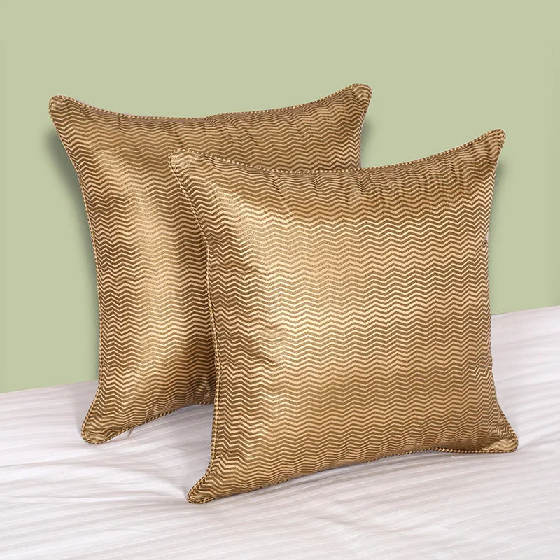 Silk Nest Woven Cushion Cover (Gold) - Set Of Two media 2