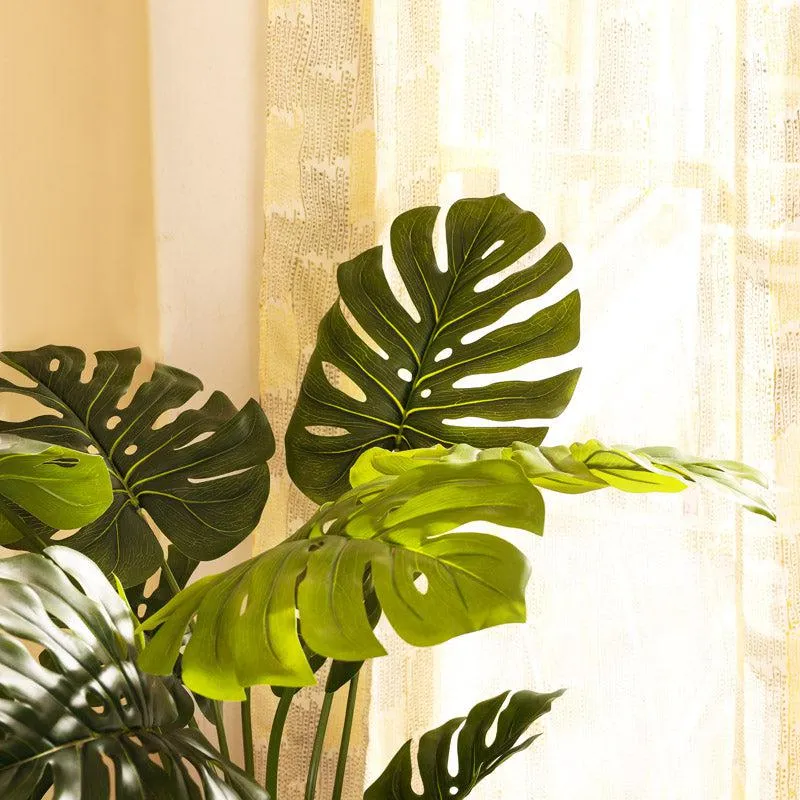 Artificial Realistic Monstera Plant With Black Plastic Pot - 3.9 Feet media 4