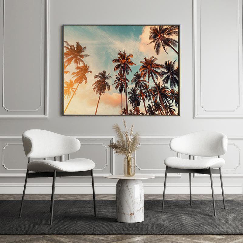 Tall Palm Trees Canvas Wall Painting - Black Frame media 5