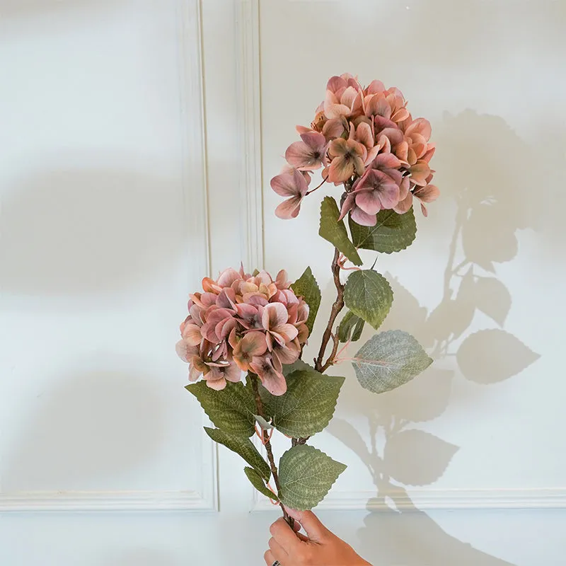 Faux Autumn Hydrangea Flower Stick (Brown) - 34 CM media 3