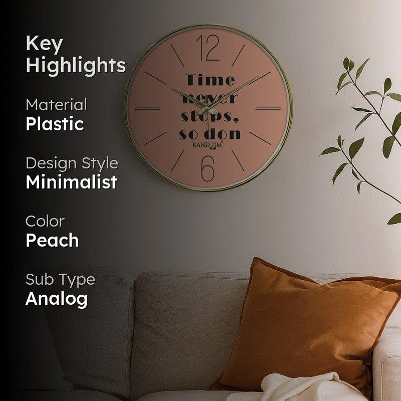 Time Never Stops Round Analog Wall Clock - Peach media 2
