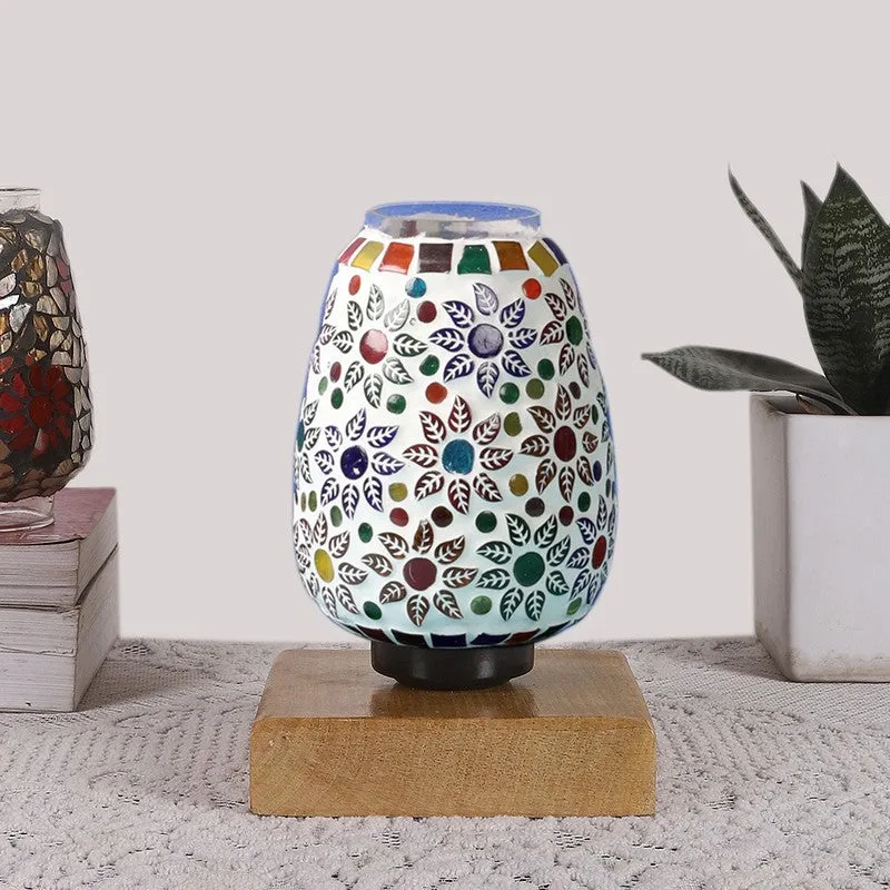 Arvyn Glass Table Lamp With Wooden Base - Multicolor media 4
