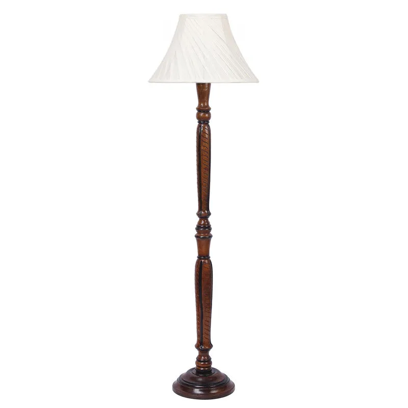 Hima Cross Pleated Vintage Wooden Floor Lamp - Off-White media 4