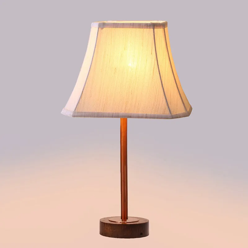 Ceylon Rodin Wooden Table Lamp - OffWhite,Copper,Brown media 5