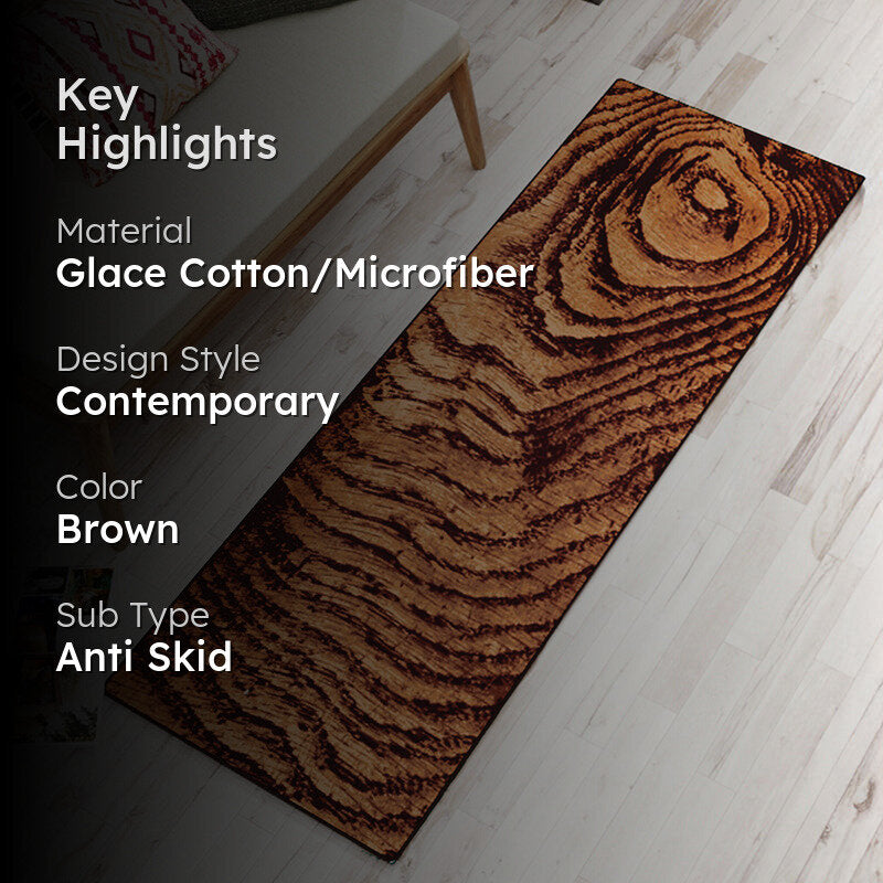 Alvis Abstract Micro Fiber Runner Rug - Brown media 2
