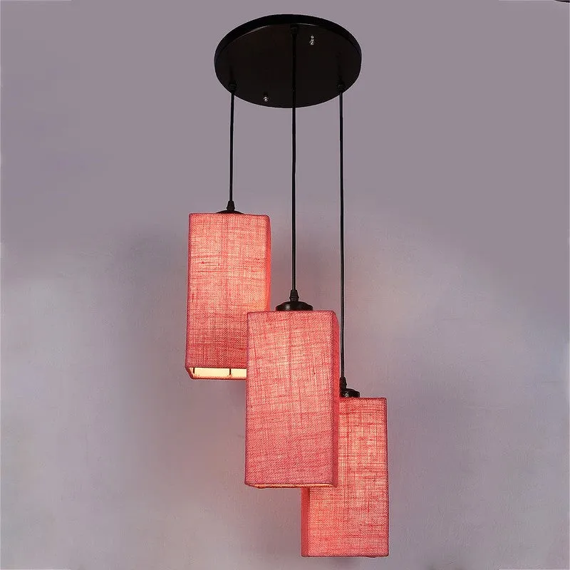 Warm Ivory Triple Metal Ceiling Lamp - Pink media 6