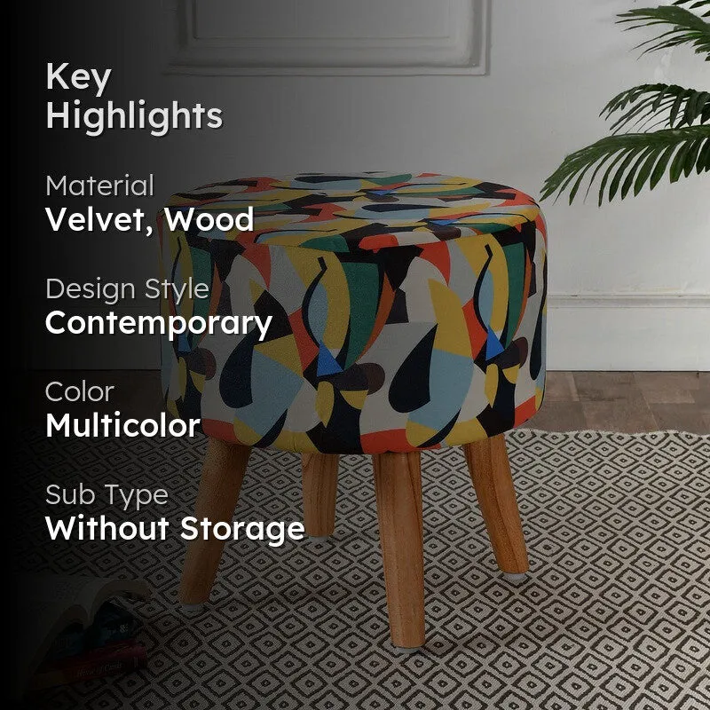 Colorway Abstract Velvet Ottoman - Multicolor media 2