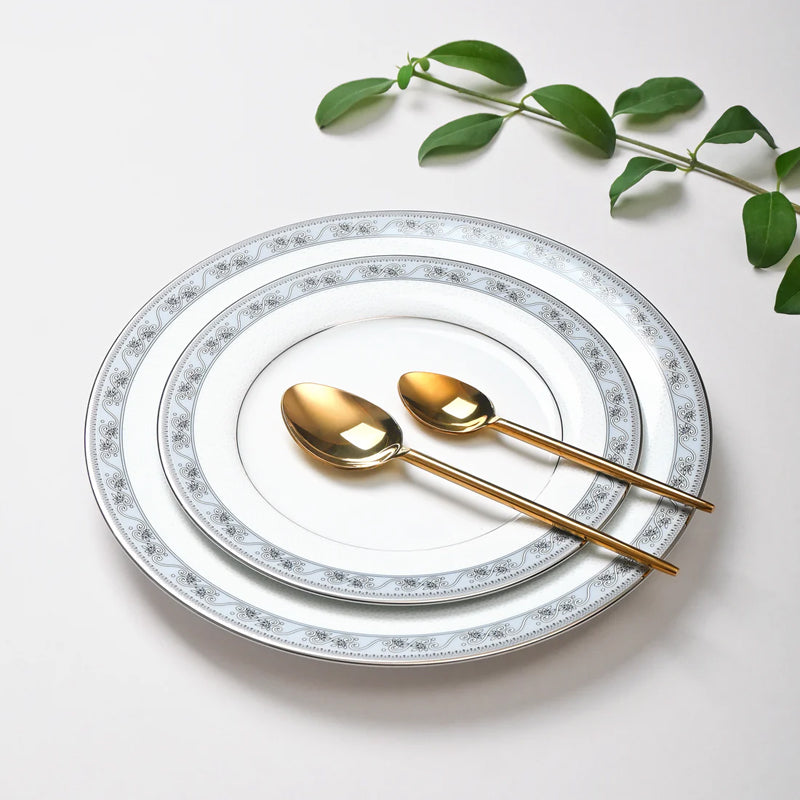Mariella 24k Gold Brushed Porcelain Dinner Set - 21 Piece Set media 3