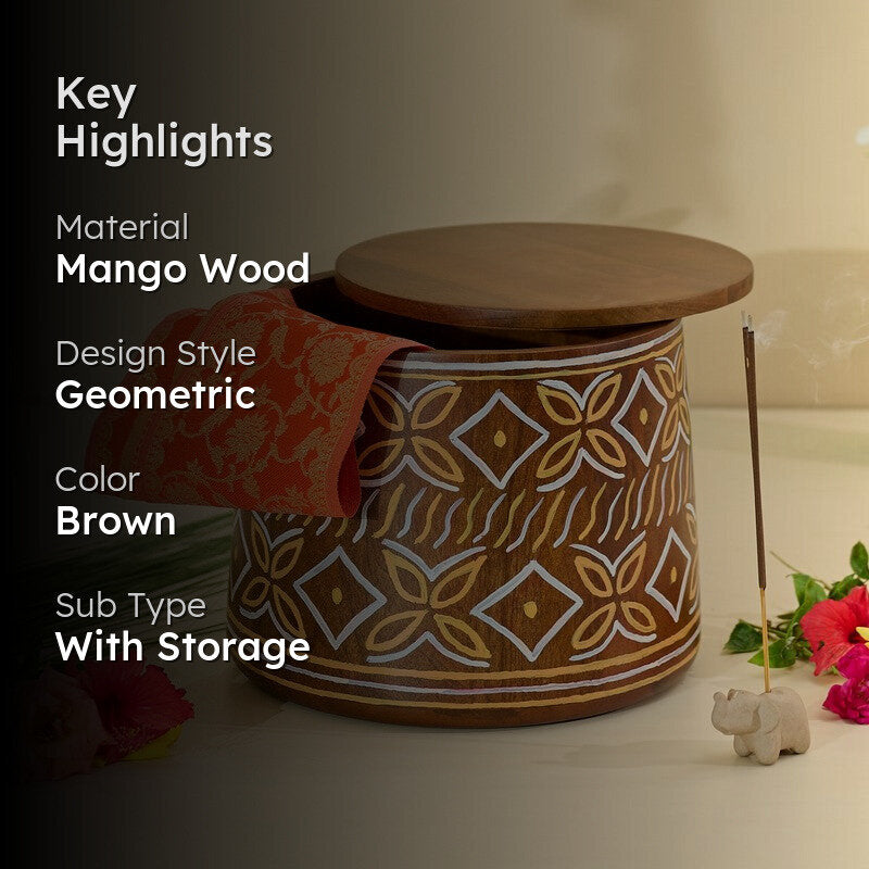 Mandira Pooja Stool With Storage media 2