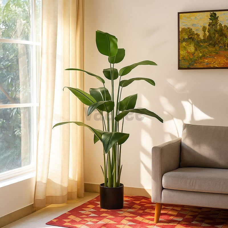 Artificial Bird Of Paradise Plant With Basic Black Plastic Pot - 4.9 ft media 3