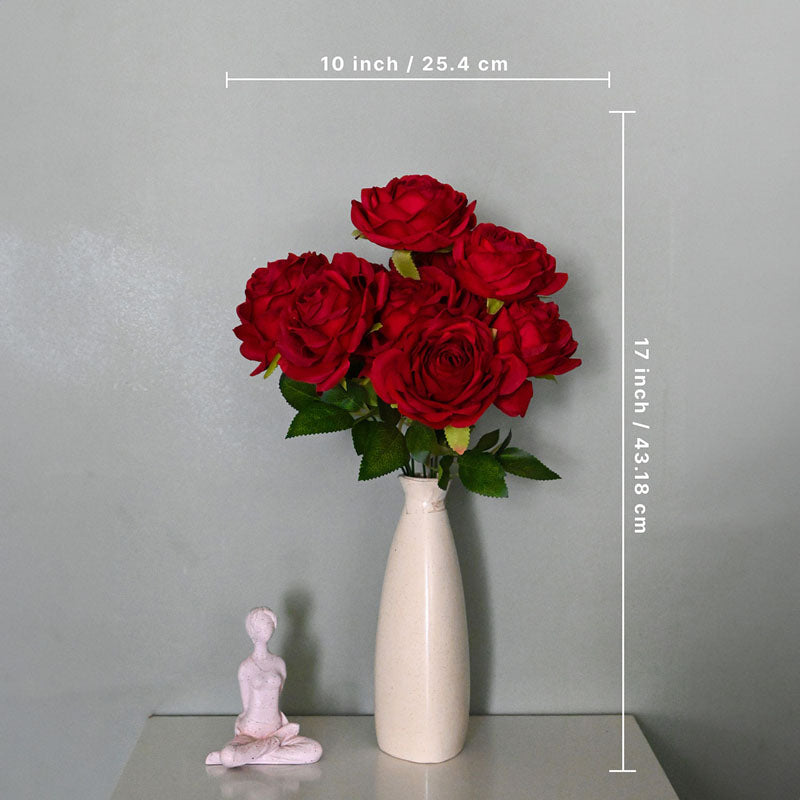 Faux Everlasting Rose Polyester Flower Bunch - Red media 4