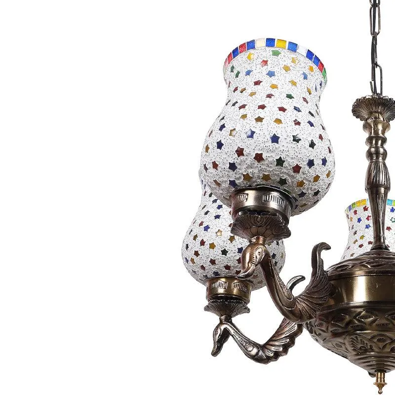 Ekta Mayoora Mosaic Golden Antique Ceiling Lamp media 4