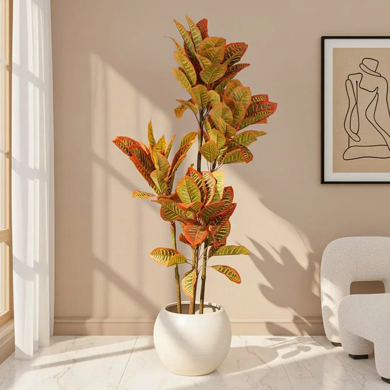Enchanted Croton Artificial Plant With Black Plastic Pot media 1