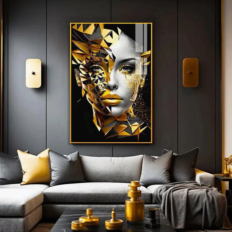 Midas' Whisper Modern Canvas Wall Art With Frame - Gold media 1
