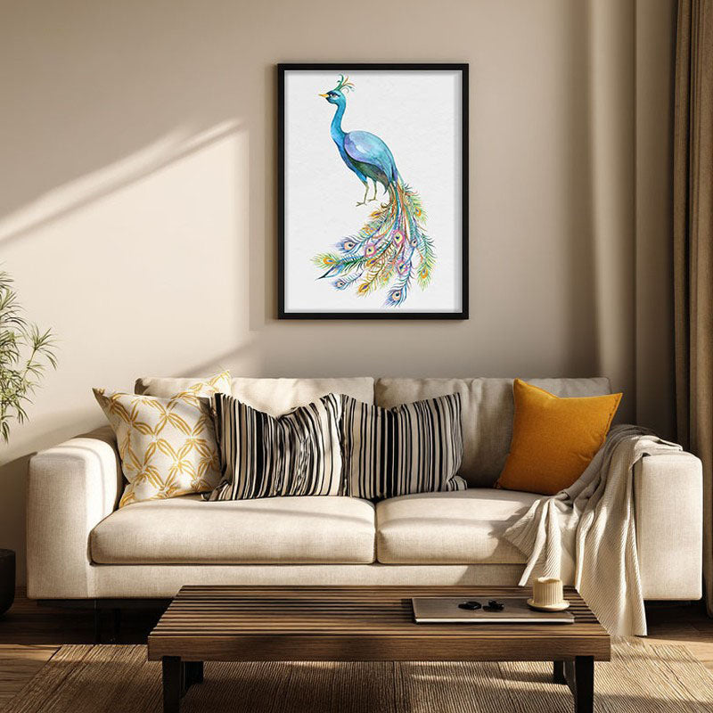 Fragile Peacock Archival Paper Wall Art With Frame