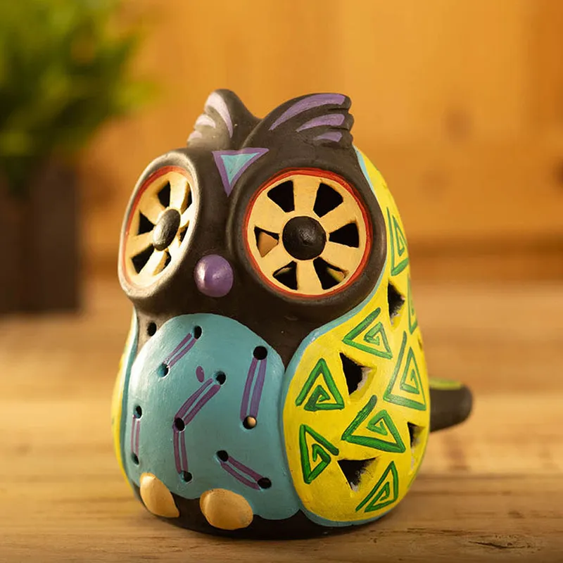 Lumi Owl Terracotta Tea Light Holder - Yellow media 3